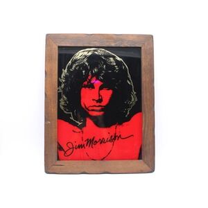 VTG Jim Morrison The Doors Glass Carnival Sign 19x15 Wood Frame 70s-80s